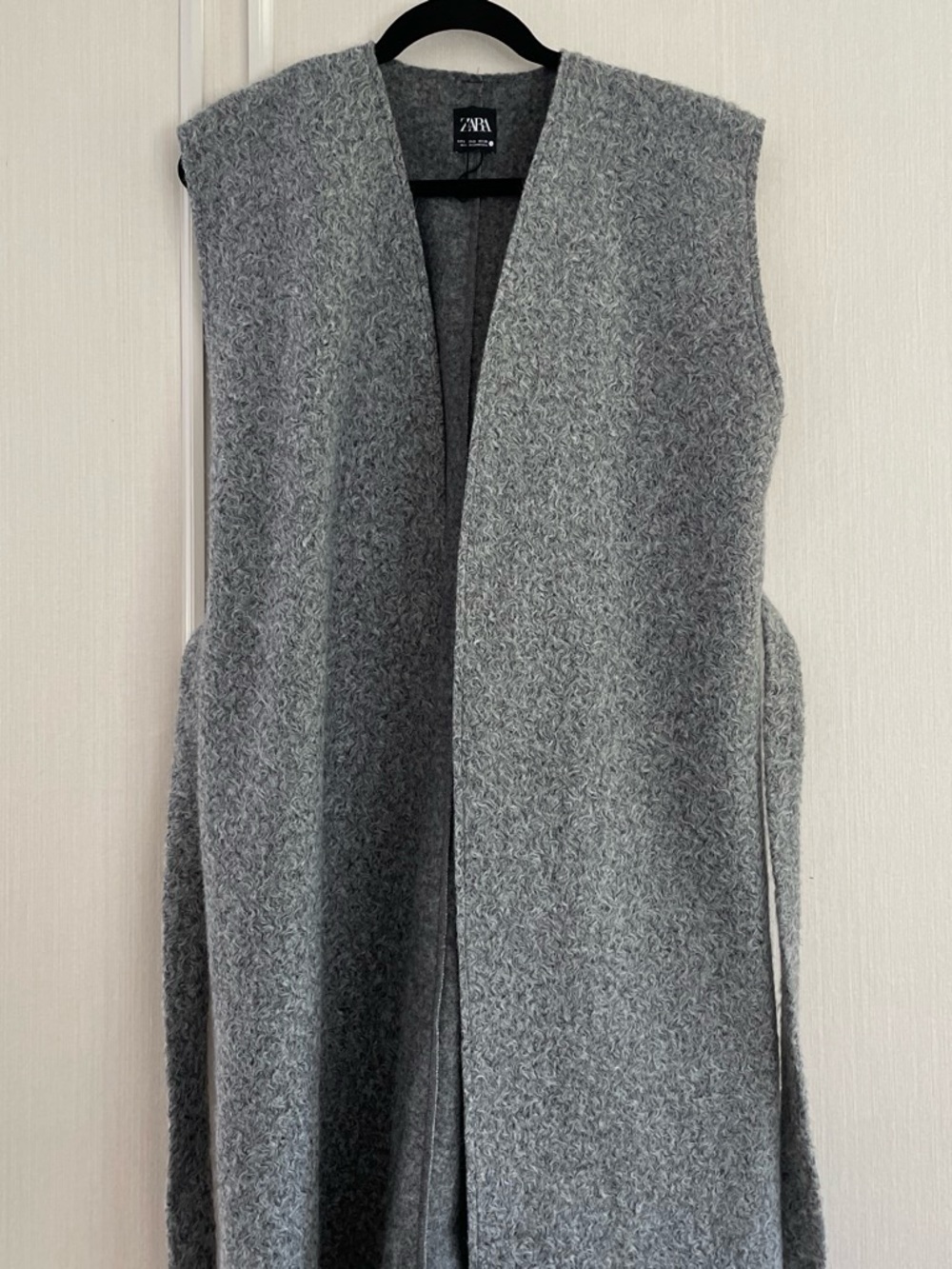 Zara Gray Sleeveless Knit Belted Long Vest - Picture 3 of 4